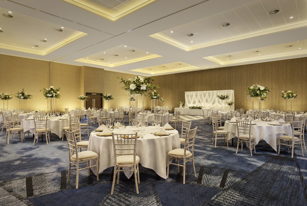 A wedding banquet in the ballroom at DoubleTree by Hilton Hull
