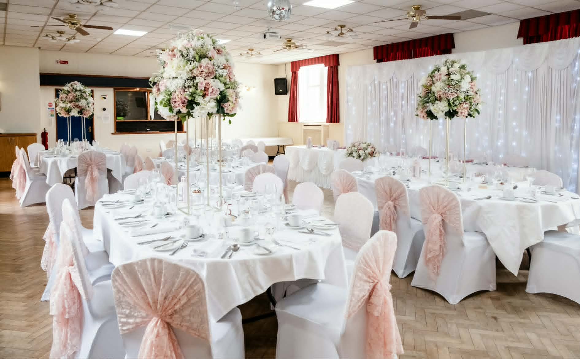 A photo of Hull Masonic Hall dressed for a wedding