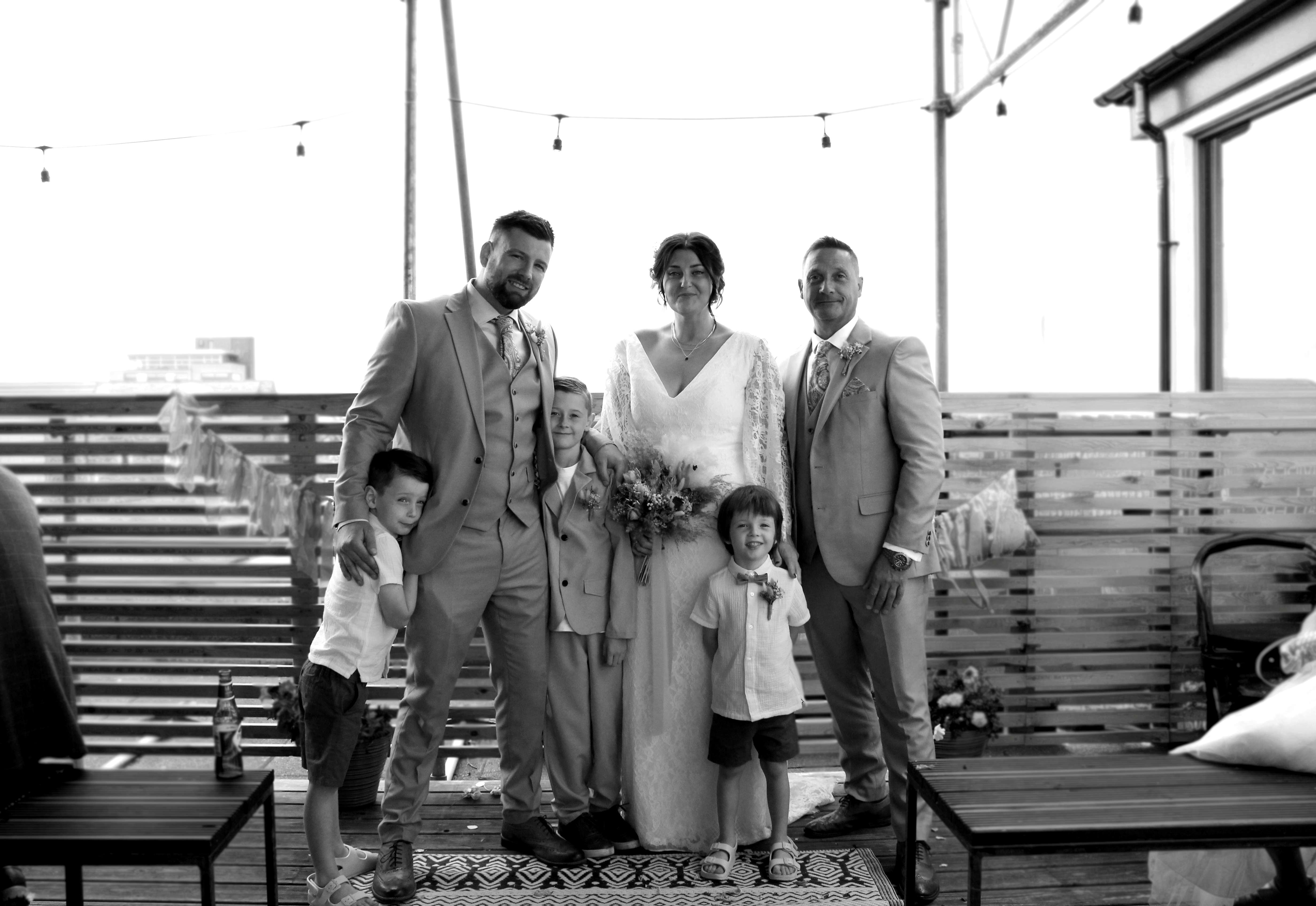 Wedding photo on the Roof garden at Humber Street Gallery in Hull