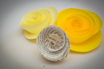 A picture of yellow paper flowers